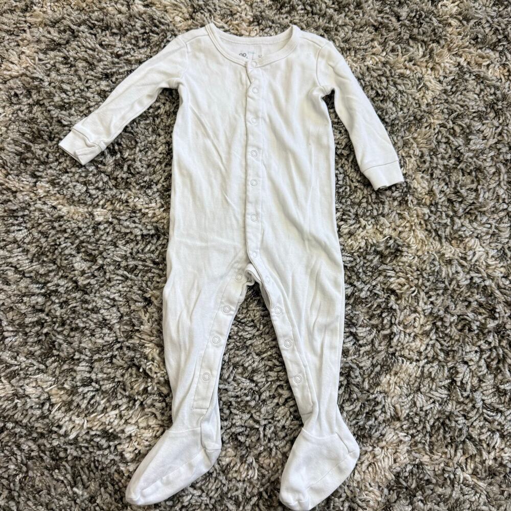 Primary White Snap Up Sleeper 6-9 Months Footie Romper One Piece Baby Girl Boy